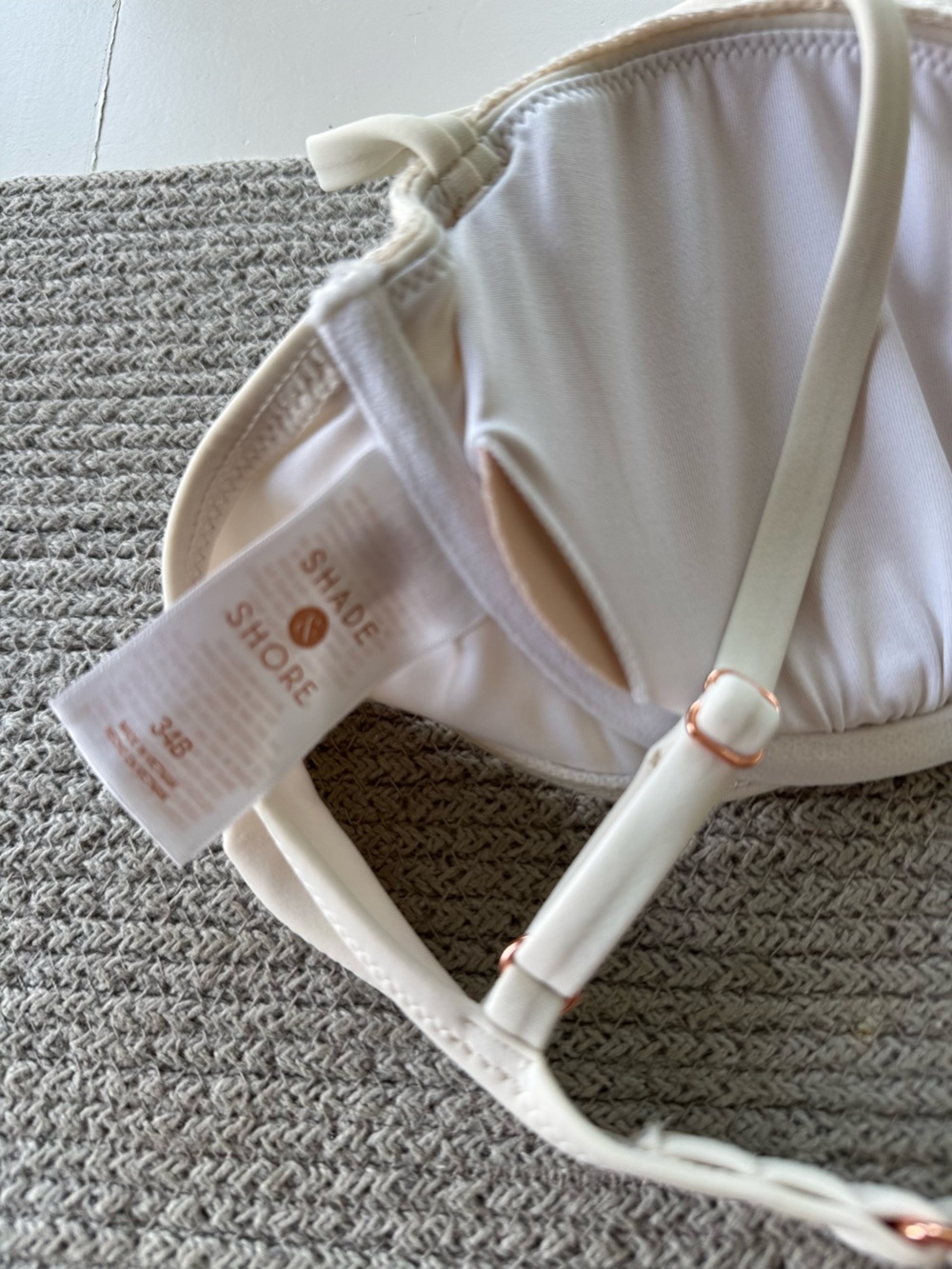 Shade & Shore Ivory Cream Crochet Bikini Set Top 34B Bottom Medium - Picture 4 of 7
